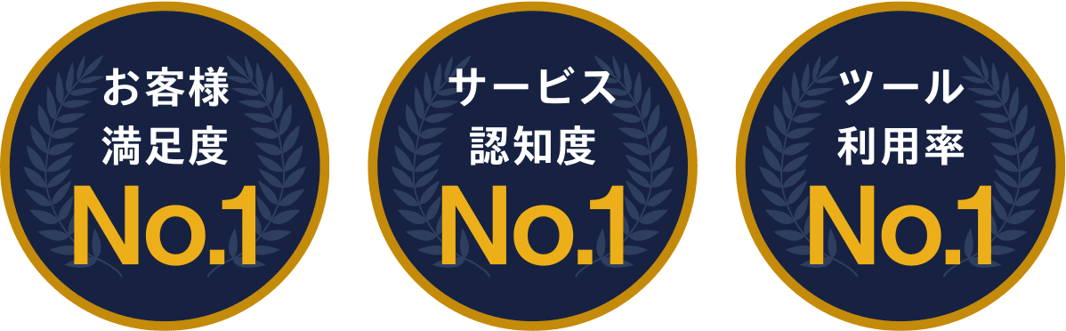 お客様満足度No.1 サービス認知度No.1 ツール利用率No.1